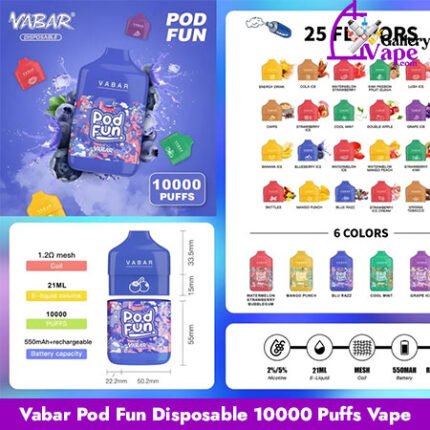 Vabar Pod Fun Disposable 10000 Puffs Vape Available in Uae