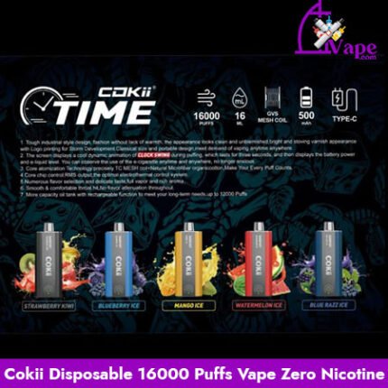 Cokii Zero Nicotine Disposable 16000 Puffs Vape Available in Uae